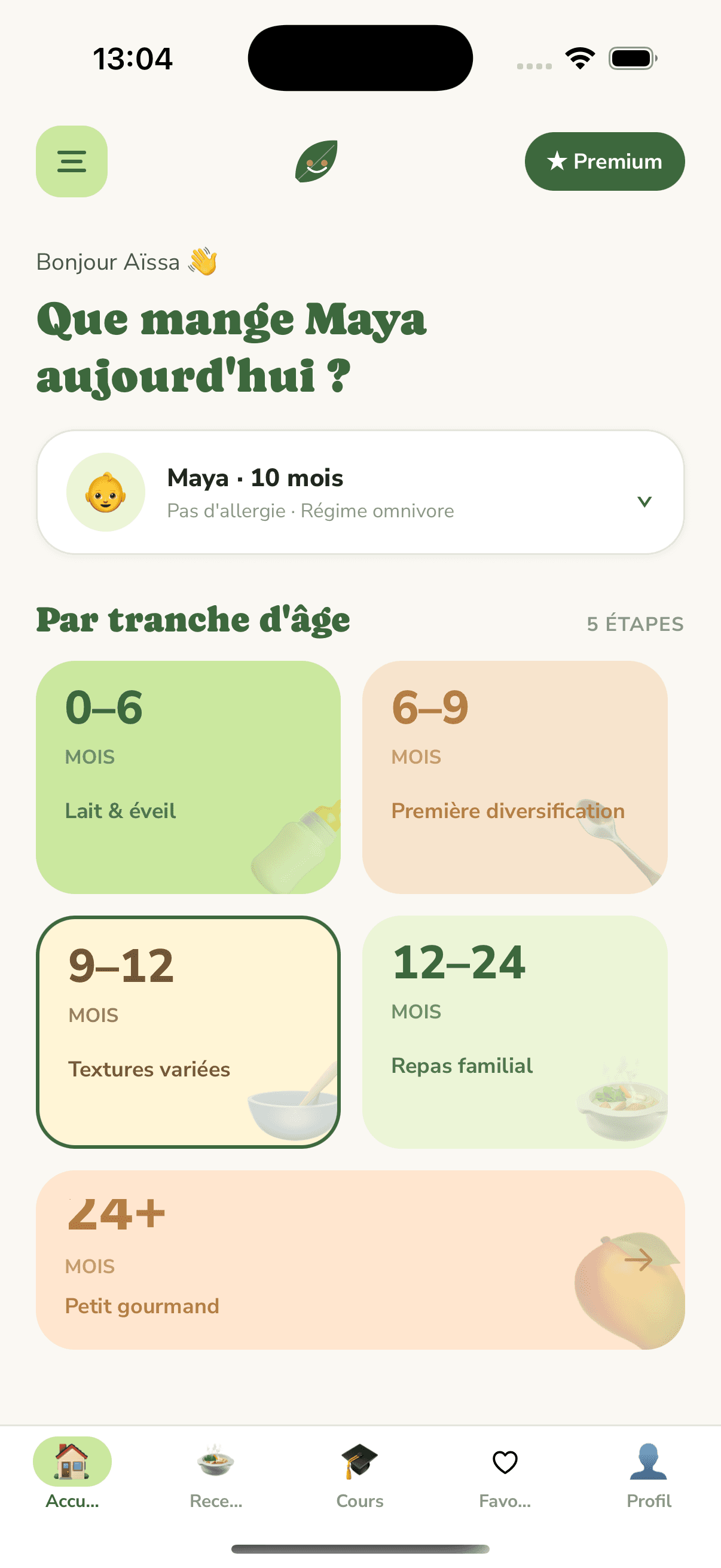 Aperçu de l'app Enutri